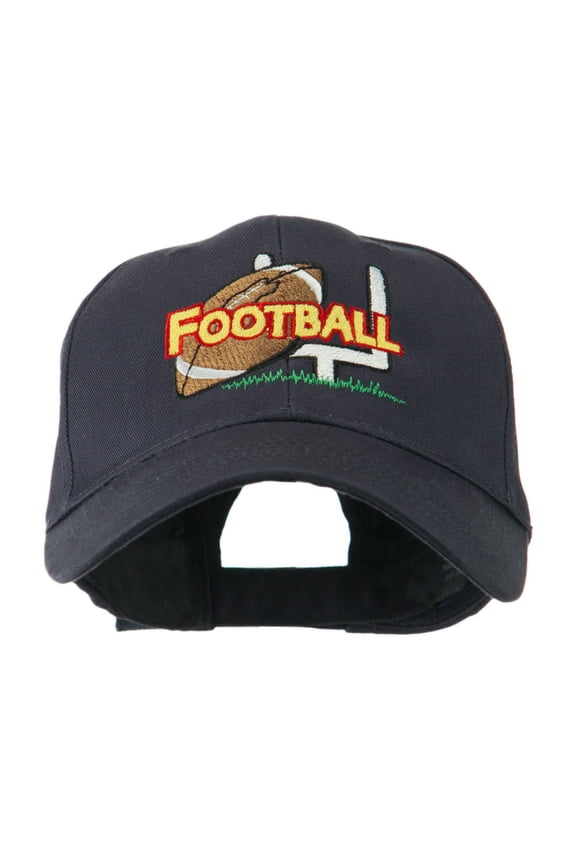 Football Field Goal Post and Ball Embroidered Cap - Navy OSFM