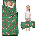 thumbnail image 1 of Football Field Green Pattern Teens Toddler Nap Mat with Pillow, Sleeping Mat Bag for Preschool Daycare 59"x22", 1 of 6