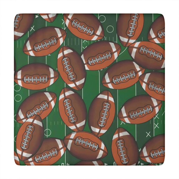 Football on Field Pattern Square Fitted Tablecloth with Elastic Edge,Square Table Cover,Washable Elastic Table Cover for Home Kitchen Party Decor 34"x34"