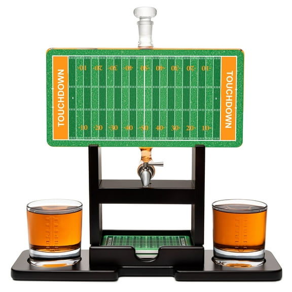 Football Field Whiskey Decanter Set. Unique Gifts for Men or Dad, Home Bar Gifts. Football Liquor Alcohol, Bar Tumbler, Alcohol Decanter Set