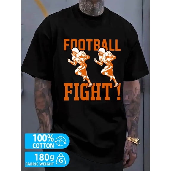 Football Fight Tee men black 180G 100% Cotton Cool shirts,Funny shirts,t shirt Fashion Unisex Shirt Graphic Tee tshirts Vintage Unisex Shirt Graphic tshirts