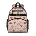thumbnail image 1 of Football Flag Pink Pattern Cute School Backpack Bag for School with Padded Back and Adjustable Shoulder Straps 15.25"x11.5"x5.25", 1 of 5