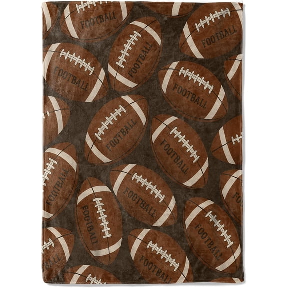 Football Flannel Blanket,50x60in,Brown Sport Football Game Day Fans Throw Blankets,Soft Cozy Lightweight, Ideal for Bed Living Room Home Decor,Boys Teens Gifts