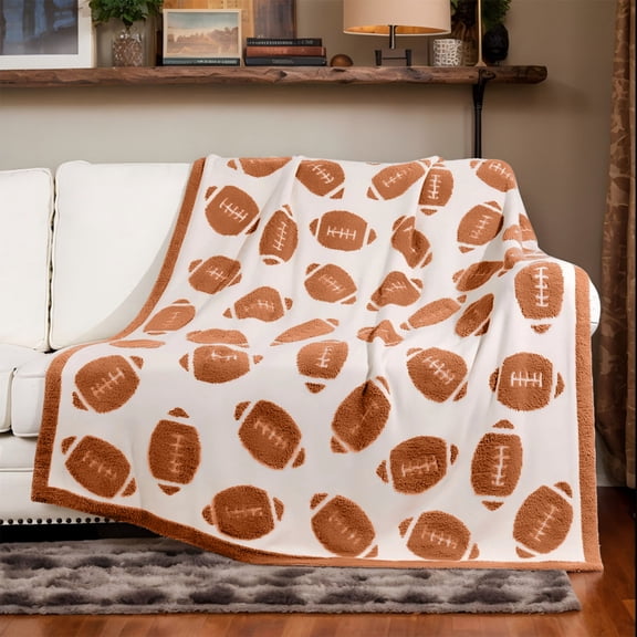 Football Flannel Throw Blanket Soft Cozy Fuzzy Plush All Season Blanket for Couch Sofa Bed Camping Game Day Watch Party Gift for Kids Adults Sports Fan Home Decor