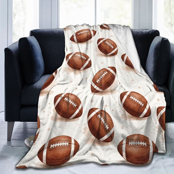 Football Flannel Throw Blanket, Soft Fuzzy Plush Cozy Fleece Blanket for Couch Sofa Bed, Football Gift 50x40