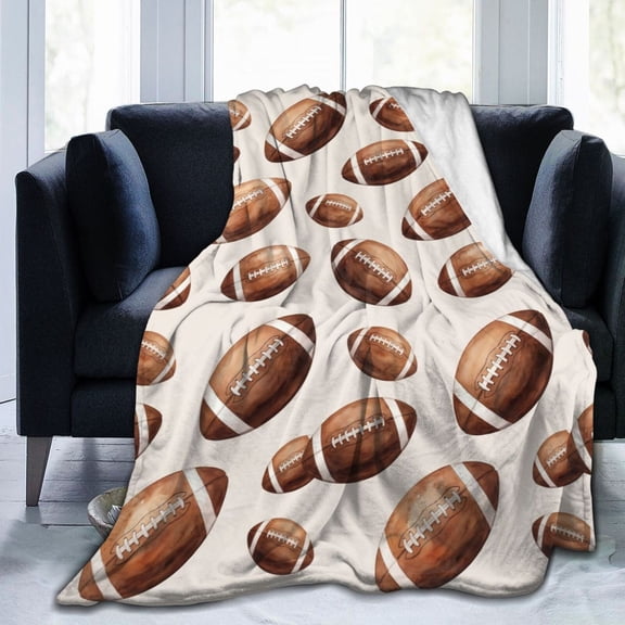 Football Flannel Throw Blanket, Soft Fuzzy Plush Cozy Fleece Blanket for Couch Sofa Bed, Football Gift 50x40
