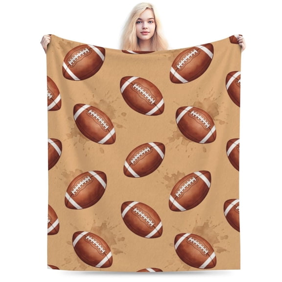 Football Flannel Throw Blanket, Soft Fuzzy Plush Cozy Fleece Blanket for Couch Sofa Bed, Football Gift 50x40