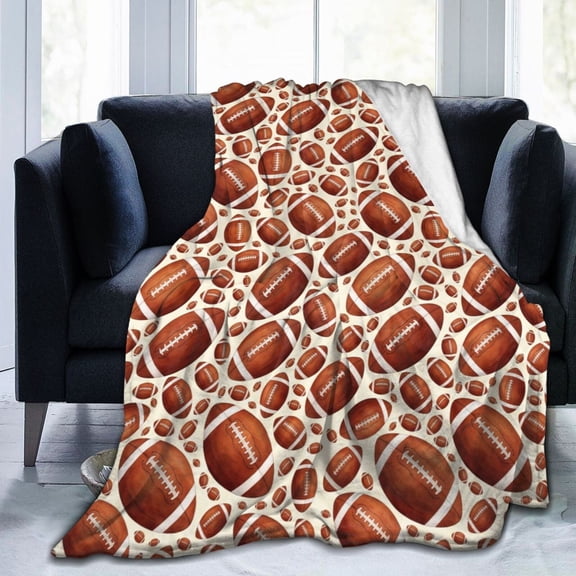 Football Flannel Throw Blanket, Soft Fuzzy Plush Cozy Fleece Blanket for Couch Sofa Bed, Football Gift 50x40