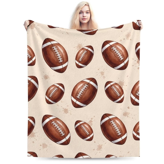 Football Flannel Throw Blanket, Soft Fuzzy Plush Cozy Fleece Blanket for Couch Sofa Bed, Football Gift 50x40