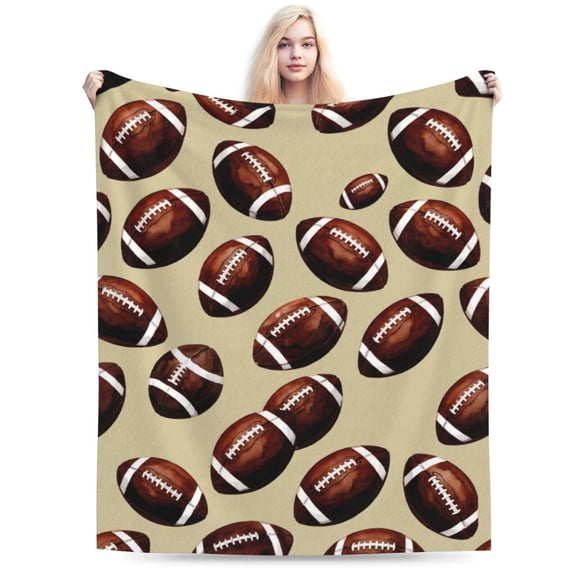 Football Flannel Throw Blanket, Soft Fuzzy Plush Cozy Fleece Blanket for Couch Sofa Bed, Football Gift 50x40
