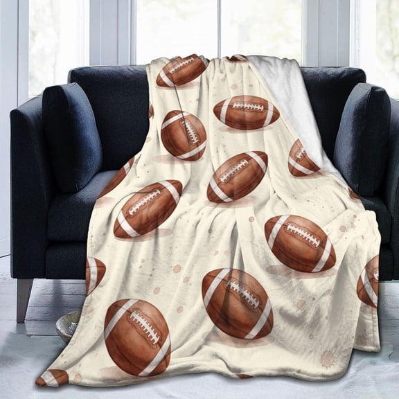 Football Flannel Throw Blanket, Soft Fuzzy Plush Cozy Fleece Blanket for Couch Sofa Bed, Football Gift 50x40