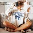 thumbnail image 1 of Football Floral Toile Blue Shirt, Football Coquette Bow Sweatshirt, Football Bow Sweatshirt, Football Season Tee, Football Tshirt For Women All Size S-5Xl, 1 of 5