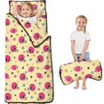 thumbnail image 1 of Football Flower Pink Pattern Toddler Nap Mat with Pillow & Blanket, Soft Sleeping Mat for Preschool Daycare Travel Sleepovers, 1 of 6