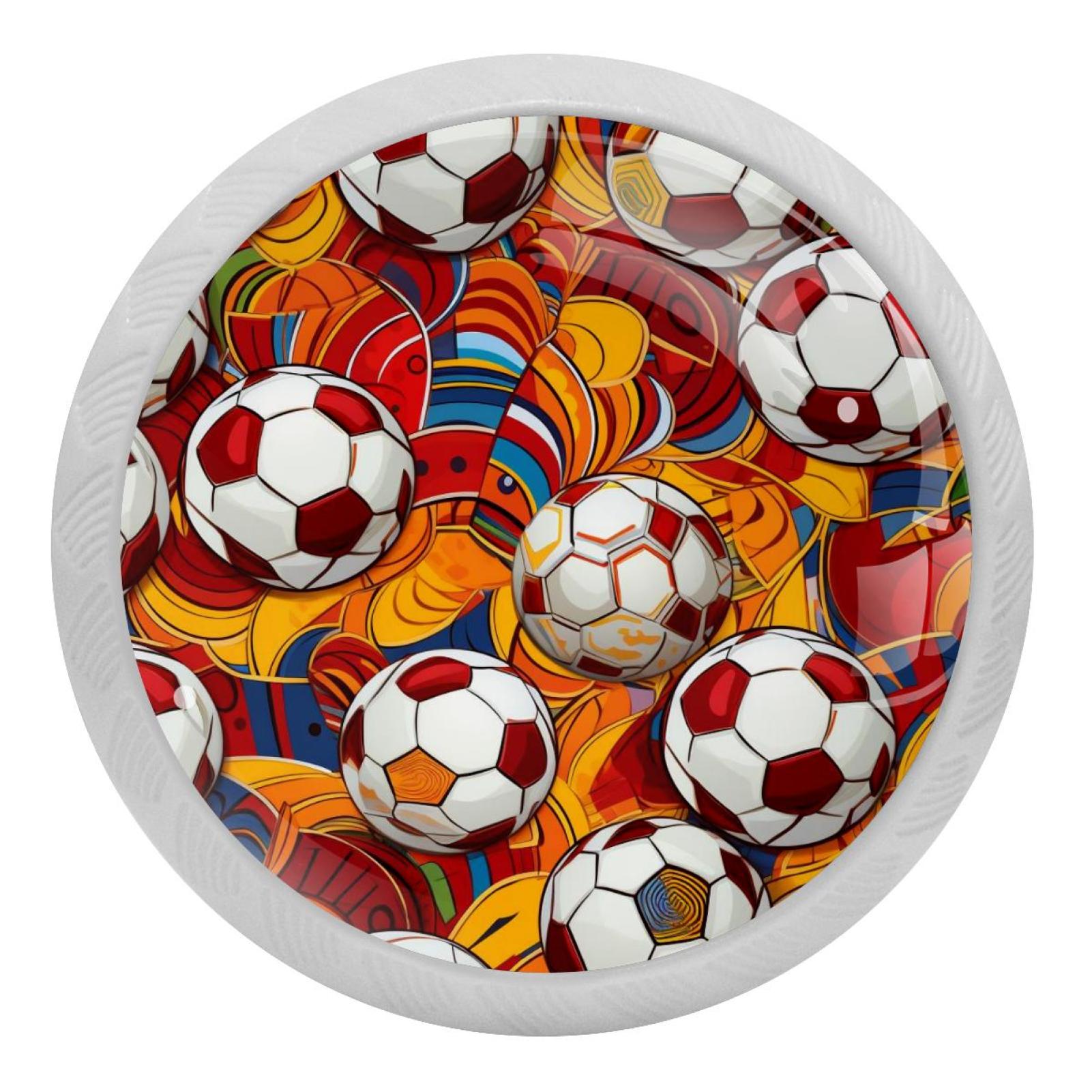 Football Fluorescent Drawer Pulls with Screws Round 4Pack, Glowin