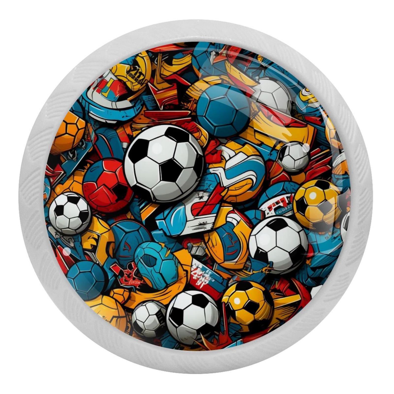 Football Fluorescent Drawer Pulls with Screws Round 4Pack, Glowin