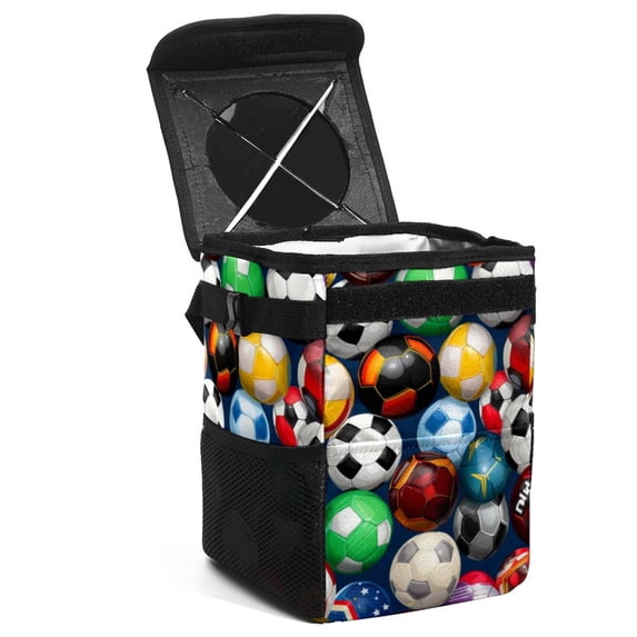 Football Foldable Car Trash Bin with Lid, Leak-proof Mini Trash Can, Hanging Storage Bag for Car