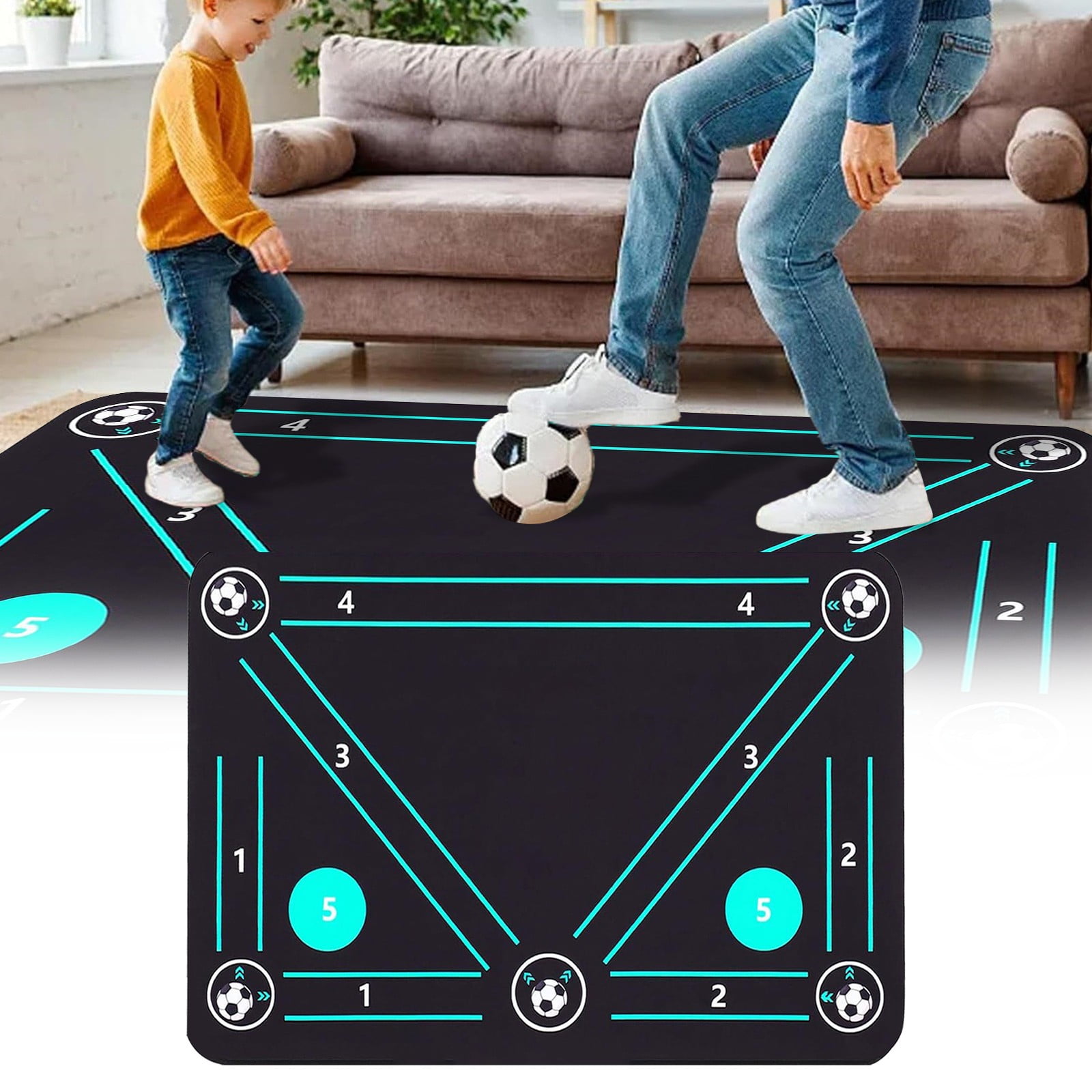 Football Footstep Training Mat, 60 * 90cm Soccer Training Mastery Mat, Non-Slip Shock Dribble Silent Soccer Sports Mat, Football Agility Control