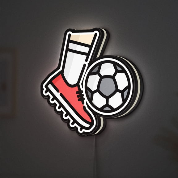 Football Game 3D Novelty Light Box, Soccer and Team Sports Lamp Decor for Athletic Rooms, Game Nights and Sport Lovers (Height 12 inch, 30cm)