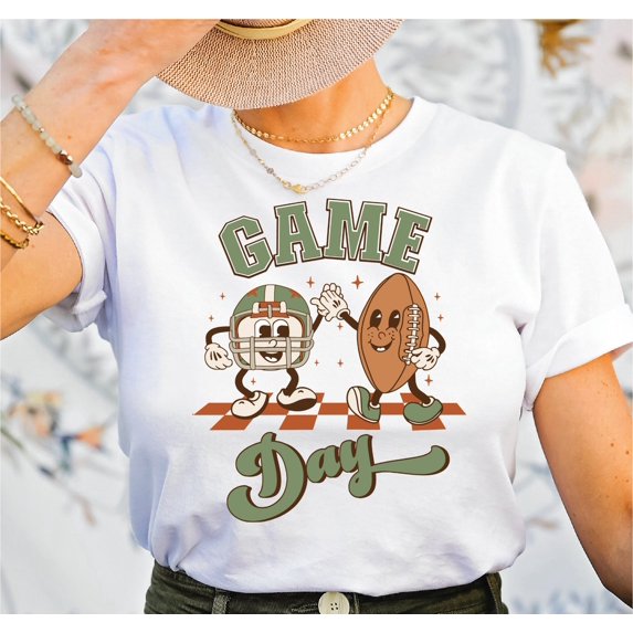 Football Game Day Retro Sports Graphic Design T-Shirt