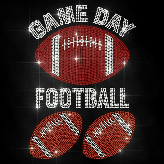 Football Game Day Rhinestone Iron on Decal Rugby Match Hotfix Transfer Sticker Bling Sports Theme Heat Transfer Patch Clothing Repair Applique
