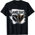 thumbnail image 1 of Football Game Day Womens Leopard Cheetah Game Day Football T-Shirt Black 3X-Large, 1 of 4