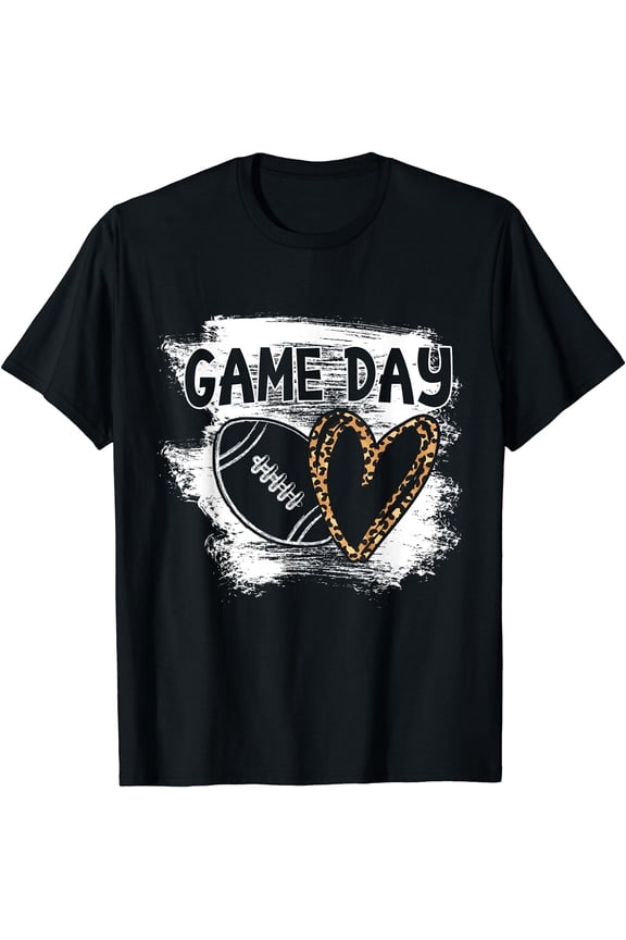 Football Game Day Womens Leopard Cheetah Game Day Football T-Shirt Black Large