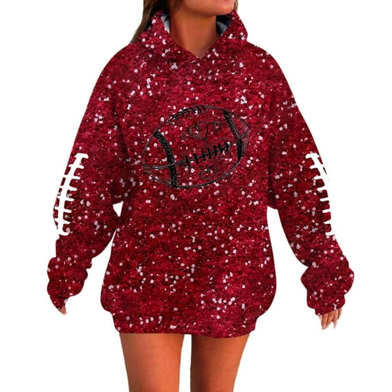 Football Game Hoodie Sweatshirts For Women Oversize Long Sleeve Loose Pullover Tops Fall Sunday Clothes