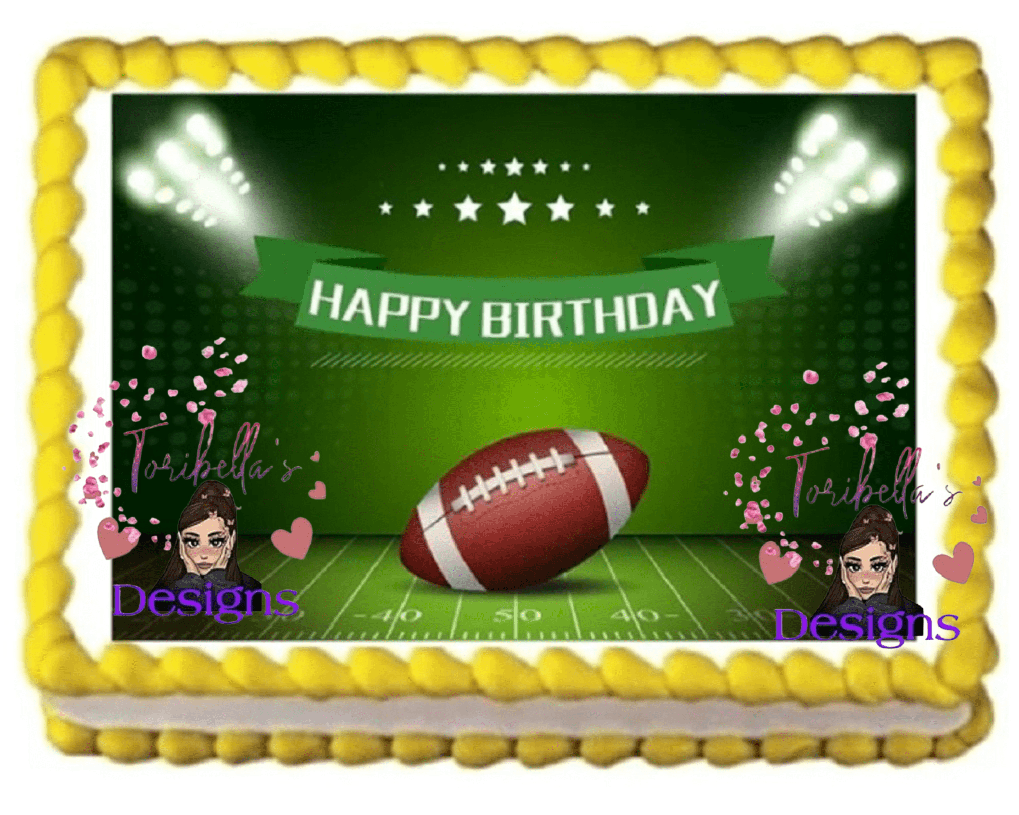 Football Game Image Birthdy Edible Cake Topper Frosting Sheet