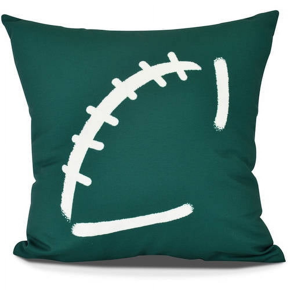 Green Football Print Kids Outdoor Throw Pillow 18" x 18"