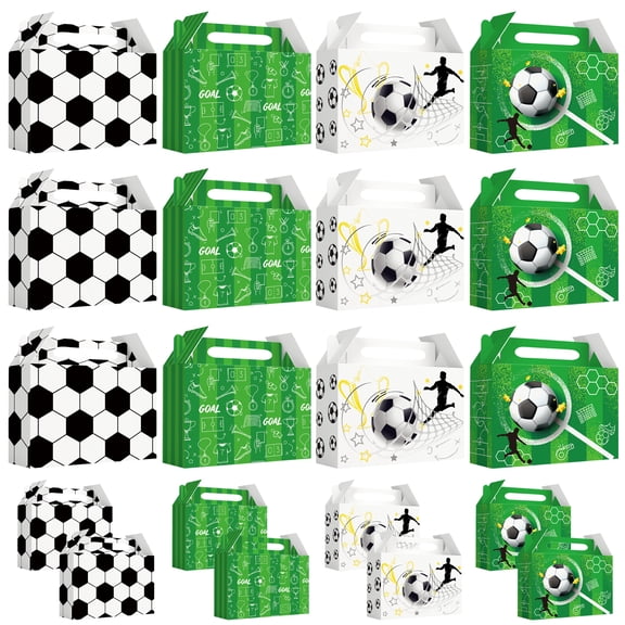 Soccer Party Supplies, 24Pcs Soccer Goodie Boxs - Soccer Party Favors, Soccer Snack Boxs & Soccer Gift Bags for Soccer Birthday Party Decorations