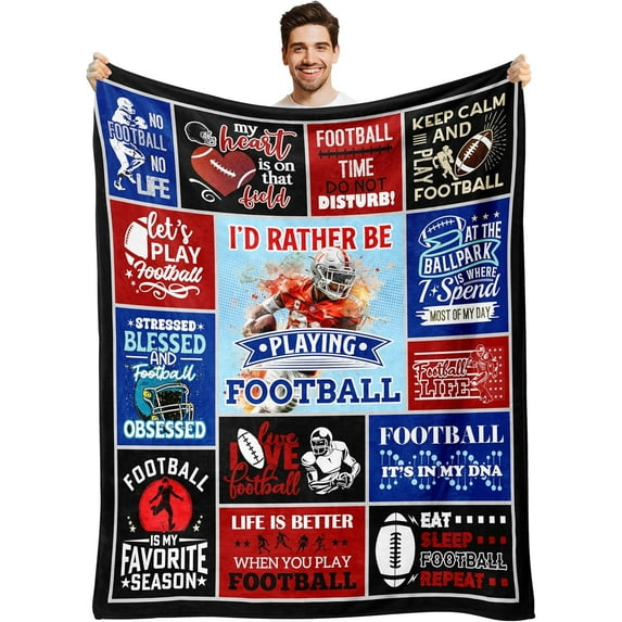 Football Gifts for Boys 8-12, Football Blanket for Boys, Football Gift for Men, Football Team Gifts, Unique Birthday Gift for Football Lovers Player, Football Gifts Flannel Throw Blanket 60"x50"