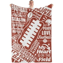 Football Gifts, Football Themed Flannel Throw Blankets for Football Players, Teens, Coach for Birthday, Game Day, 50 x 65 Inches, Brown