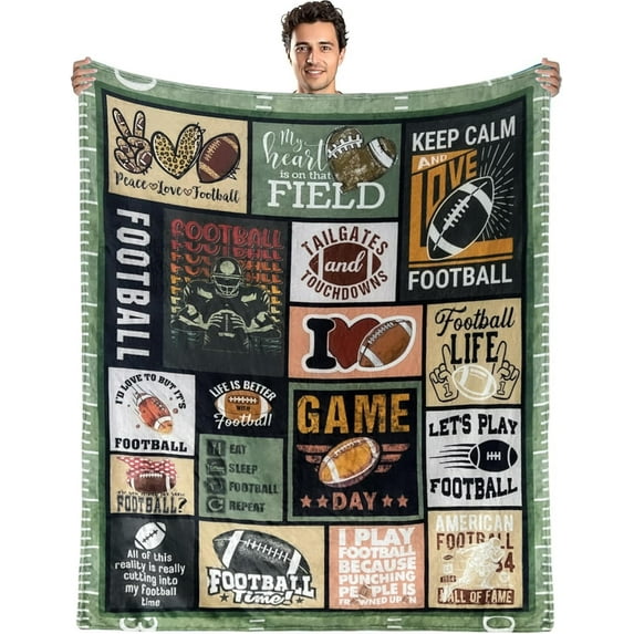 Football Gifts for Boys Men, Football Lover Gifts 60"x80" Soft Flannel Football Team Football Lovers Blankets and Throws Bed Bedding Couch Sofa