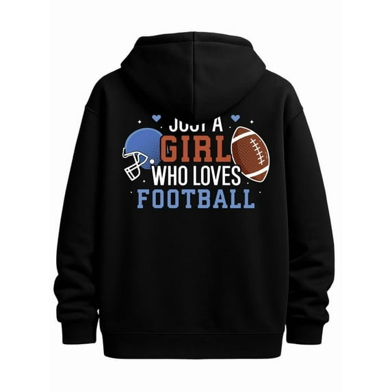 Football Girl Hoodie graphic hoodies for men polyester black autumn clothes hoodies Casual Solid Basic Hooded Sweatshirt Streetwear For Winter Fall gift Retro Unisex hoodie
