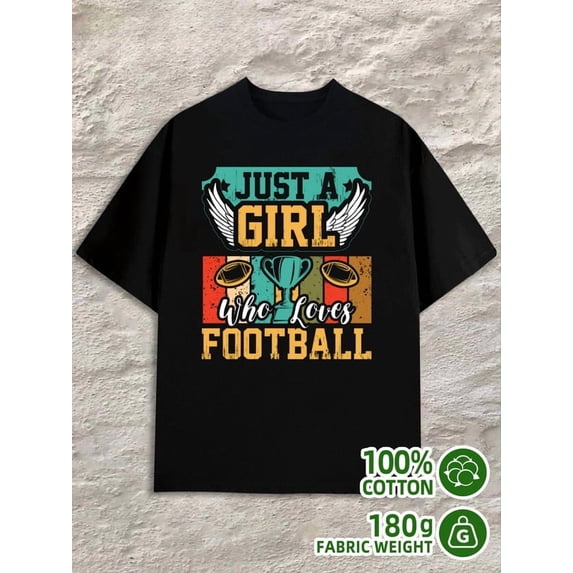 Greenink Football Girl Tee men's 180G 100% Cotton black Fashion Unisex Shirt Printed tshirts Casual Unisex Shirt Printed tshirts Casual Unisex Shirt Cotton tshirts
