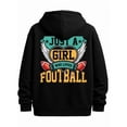 thumbnail image 1 of Football Girl hoodies for men regular fit black Regular Fit, All-Season Casual Wear, Ideal Gift hoodies for autumn and winter Clothing vintage Fashion Unisex hoodie, 1 of 7