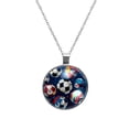 thumbnail image 1 of Football Glass Circular Pendant Necklace - Stylish Jewelry Statement Piece, 1 of 5