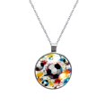 thumbnail image 1 of Football Glass Design Circular Pendant Women's Necklace, 1 of 5