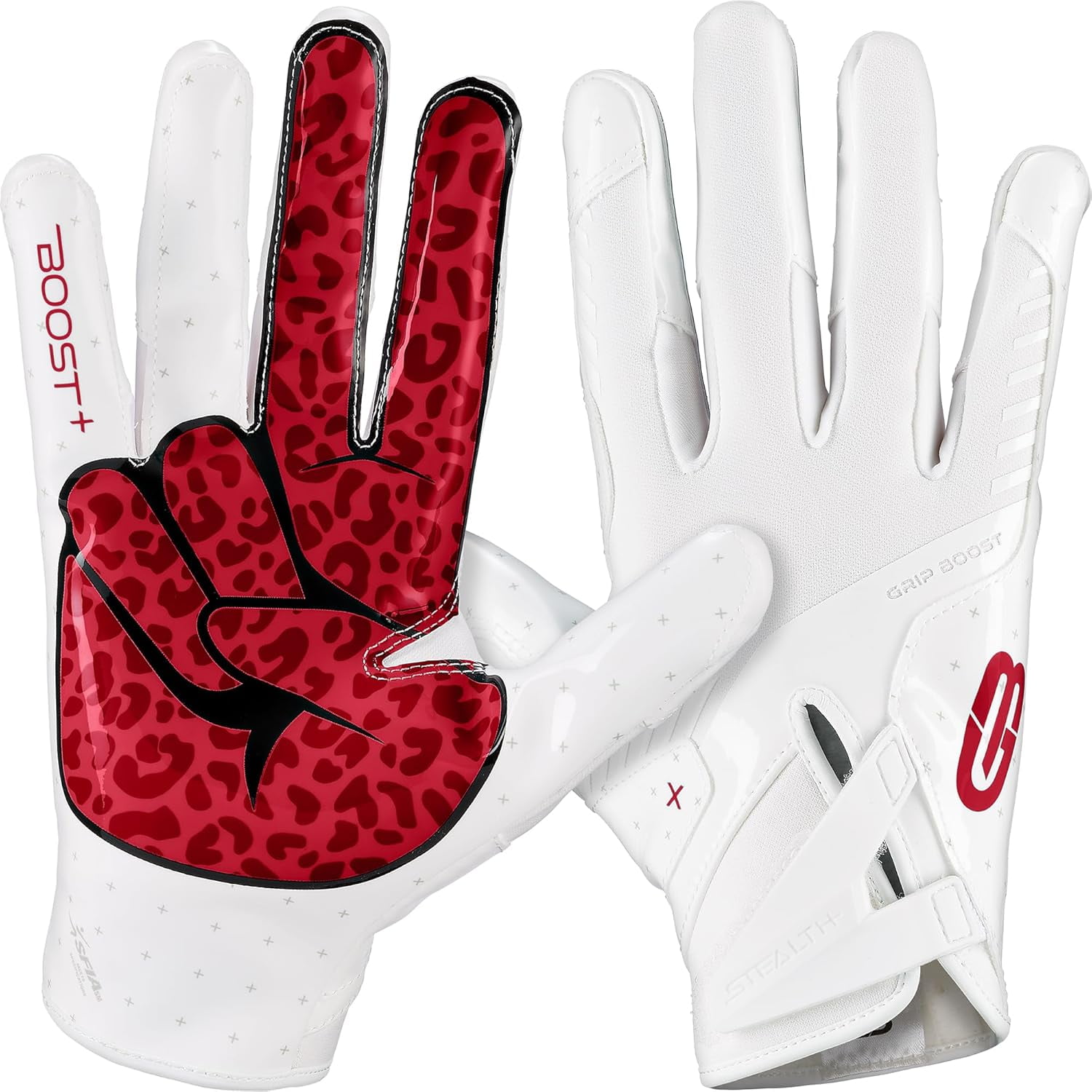 Football Gloves Peace Stealth 6.0 Boost Plus Technology Men's Receiver Gloves - Adult and Youth Sizes