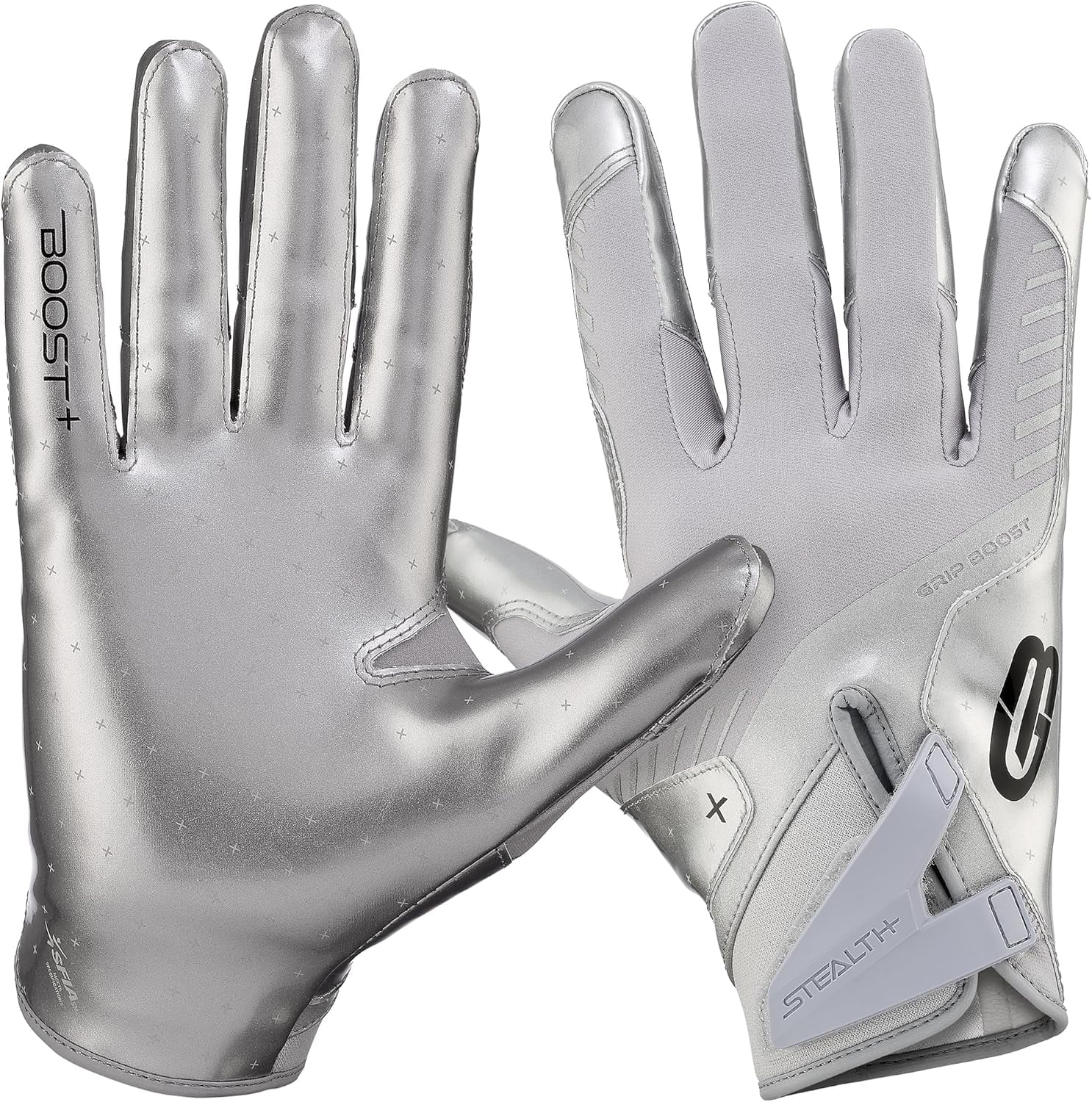 Football Gloves Solid Stealth 6.0 Boost Plus Sticky Receiver Gloves - Men's and Youth Sizes