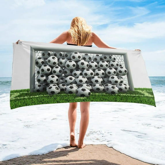 Football Goal Grass Microfiber Bath Towels Swimming Quick-drying Round Beach Towel Sport Gym Face Towel