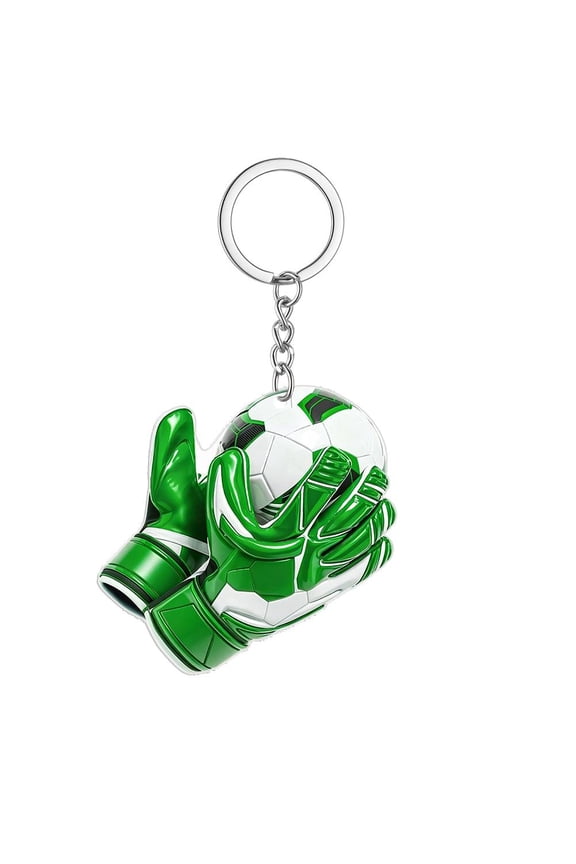 Football Goalkeeper Keychain, Acrylic Soccer Gloves and Ball Pendant, Sports Bag Backpack Key Ring Accessory for Athletes Fans Gift