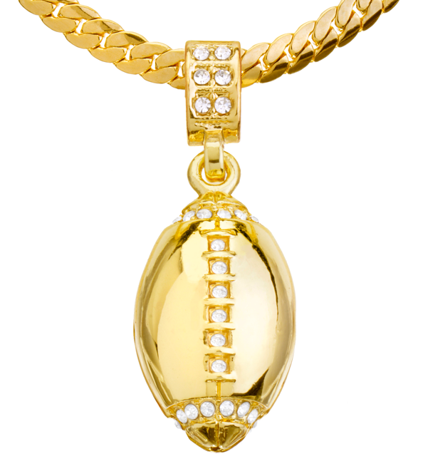 Metaltree98 Men's Gold Plated Football Pendant Miami Cuban Chain Necklace - BCH 15109 G