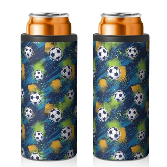 Multiple Use Store Football and Graffiti Navy Pattern 12oz Can Cooler 1 Pack, Vacuum ...