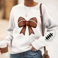 thumbnail image 1 of Football Graphic Sweatshirt for Women Coquette Style Bow Design Crewneck Long Sleeve Pullover Loose Fit Trendy Game Day Clothes Casual Top, 1 of 4