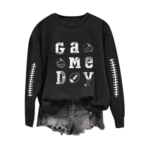 Football Graphic Sweatshirts for Women Long Sleeve Crewneck Trendy Casual Tops Loose Fit Tunic Fashion Fall Clothes Funny Pullover Sweat Shirts Y2K Streetwear