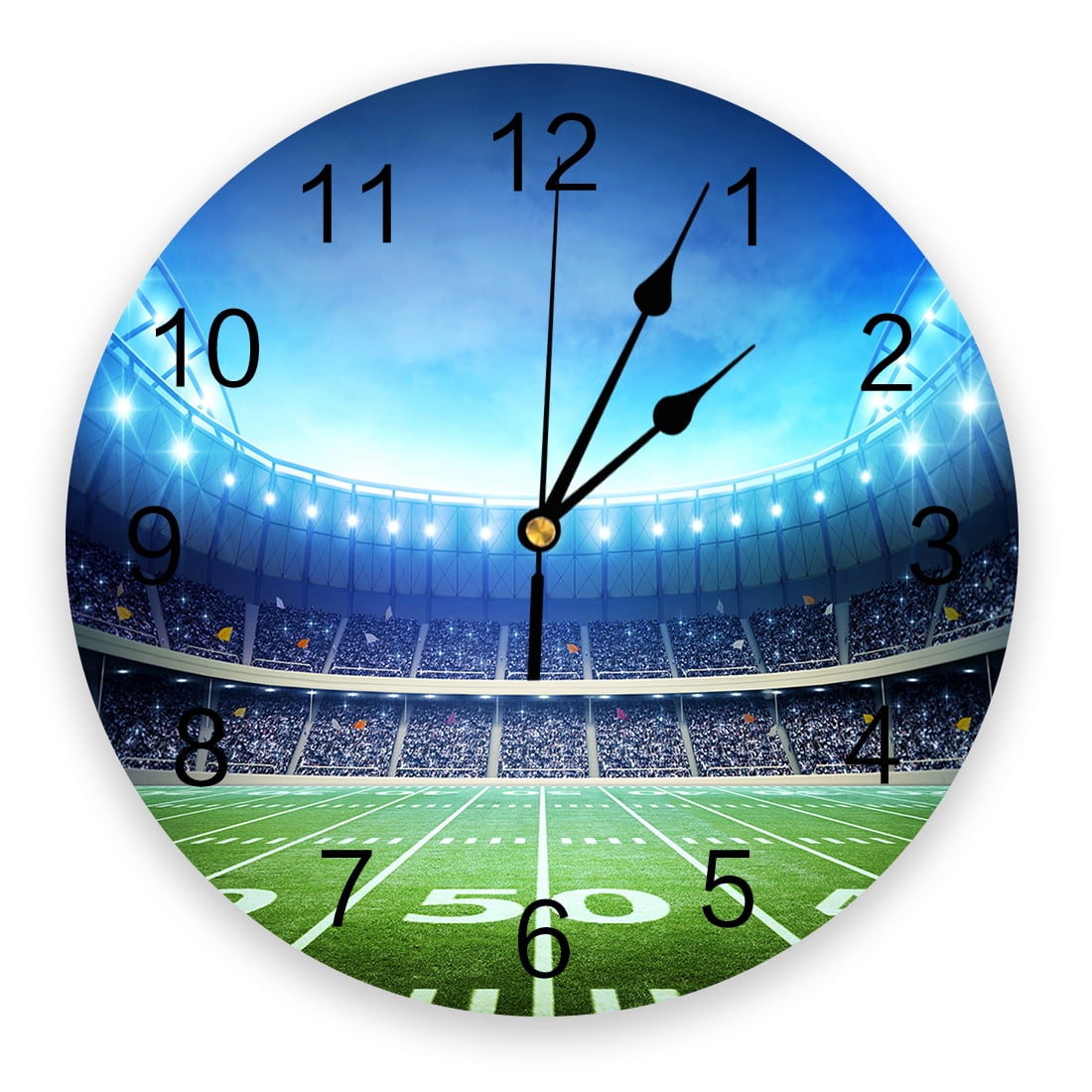 Football Green Stadium Lights Creative Wall Clock Silent Modern Clock ...