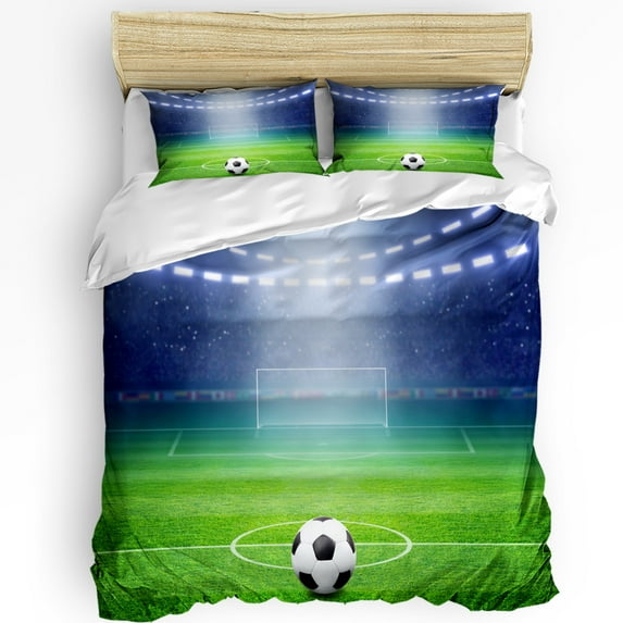 Football Green Stadium Lights Soccer Bedding Set Duvet Cover Pillowcase Kids Adult Quilt Cover Doub