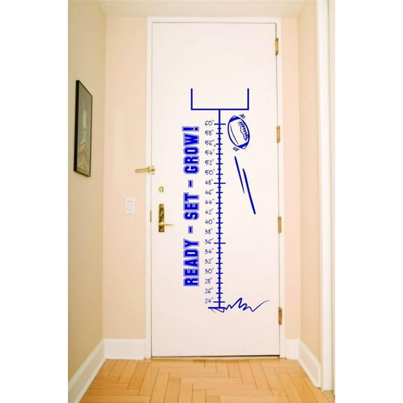 Football Growth Chart Picture Art - Kids Bed Room - Peel & Stick Sticker - Vi...