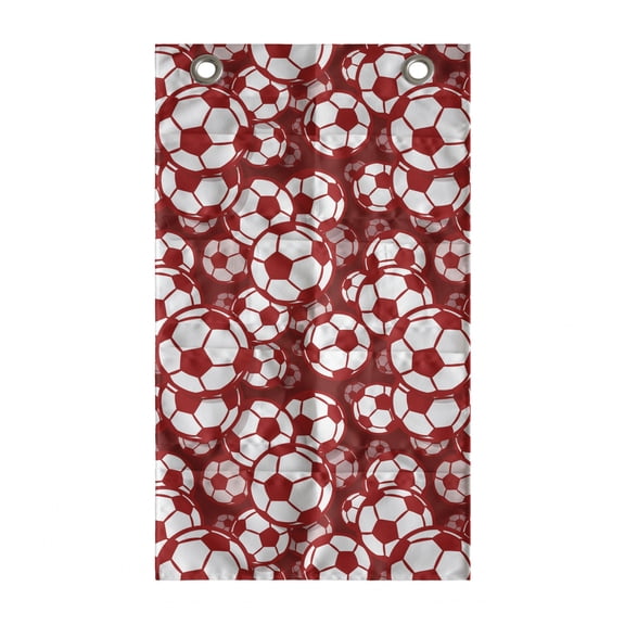 Football Hanging Pocket Organizer, Sportive Design of Soccer Balls Game Teamwork Ambitious Collaboration, Printed Polyester Storage Bag with Pockets, 21" x 31", Ruby Pale Salmon White